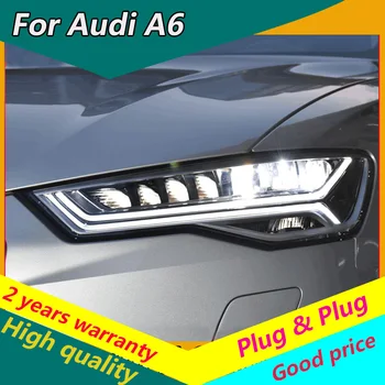 KOWELL auto dizains Auto Stils Galvas Lukturis Audi A6 LED Lukturu 2013-2019 A6L C7 Lukturi LED dienas gaitas lukturi light house projektoru