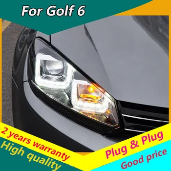 KOWELL Auto Stils VW Golf 6 GTI Lukturi 2009. - 2012. gadam golf mk6 GTI LED priekšējo Lukturu dienas gaitas lukturi Hid Iespēju Angel Eye Bi Xenon