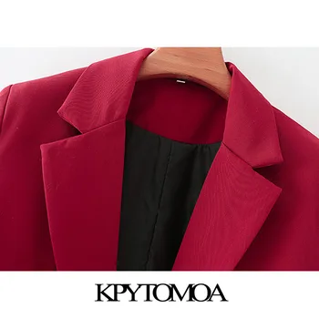 KPYTOMOA Sieviešu 2020. Gadam, Modes Biroja Jāvalkā Sarkana Žakete Vintage Mētelis ar garām Piedurknēm, Kabatām Sieviešu Virsdrēbes Šiks Topi