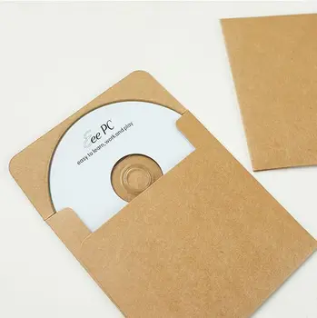 Kraft papīra CD / DVD piedurknēm aploksnes cd iepakojums, 100gab/daudz