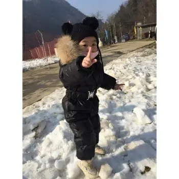 Krievijas Ziemas Zēni Meitenes 1-ź5 y Ziemas Kombinezons Bērnu Kombinezonus Pīle uz Leju Jumpsuit dabīgās Kažokādas Apkakli Bērnu Virsdrēbes Bērniem Snowsuit