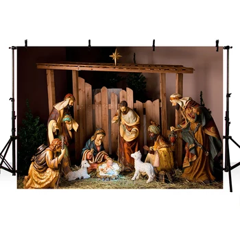Kristiešu Jēzus Kristus Dzimšanas Ainu Bērnu Ziemassvētku Foto Foni Pielāgotus Foto Backdrops Foto Studija
