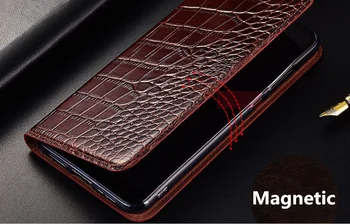 Krokodils Modelis Biznesa Īstas Ādas Magnētisko Flip Case Coque Par Huawei Honor 9X Pro/Huawei Honor 9X Telefonu Gadījumā Būtiska