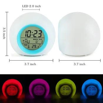 Krāsa Mainot LED Light Digital Modinātājpulksteņi Touch Kontroli Bērniem, Bērnu Pamosties Modinātājs Termometrs Veidu Mūzikas Dāvanas