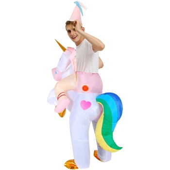 Krāsains Asti Unicorn Piepūšamās Kostīmi Halloween Cosplay Kostīmu Staigāt Talismans Iedomātā Persona Festivāls Lomu Spēlē Disfraz Pieaugušo
