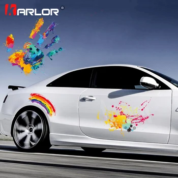 Krāsains Grafiti Auto Uzlīmes Auto Produktus, Krāsotas Varavīksnes Palmu Uzlīmes Auto Auto Pārsega Apdares Creative Auto Piederumi