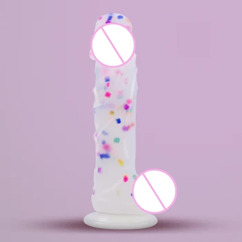 Krāsains Jauki Mākslīgā Dildo, silikona imitācija Reāli Dzimumlocekļa Mīksts Liels Sūcējs,Sieviešu Seksa Rotaļlietas Masturbācija Erotiskās Rotaļlietas