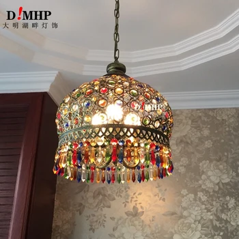 Krāsains kulons lampa ar rokām veidotas stikla abažūrs dienvidaustrumu antikvariāts, turku karājas spuldzes e14 spuldze bārs asile dzīvojamā istaba