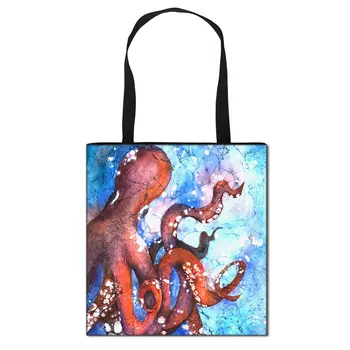 Krāsains Medūzas Astoņkāji Zirdziņš Tote Somas Sieviešu Somas Meitenes Uzglabāšanas Ceļojuma Somas Dāmas Portatīvo Iepirkumu Soma Dāvana