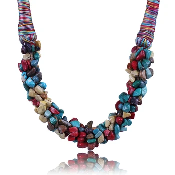 Krāsains Nelegālo grants pērles Kaklarota Īss sānslīdi kaklasaite Dabīgā akmens krelles, Rotas, Dāvanu Aksesuāri Sievietēm