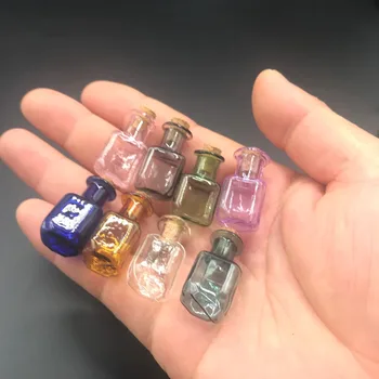 Krāsains Tiny Kvadrātveida Stikla Pudeles Korķa Flakons Peldošās Piekariņi DIY Kaklarota aromātiskās Eļļas Kulons Mazā Stikla Pudelē Mini Burkas 20pcs