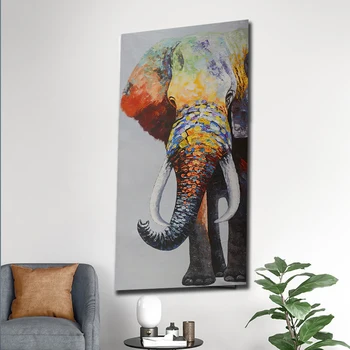 Krāsains Āfrikas Dzīvnieku Krāsošana Ziloņi Plakātu Un Izdrukas Sienas Dekori Cuadros Dzīvojamā Istaba Kanvas Glezna, Bilde Mājas Plakāti
