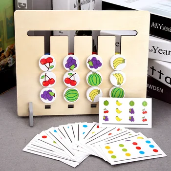 Krāsas un Augļi Double Sided atbilstošo Spēli Loģiskās domāšanas Mācību Kids Izglītojošās Rotaļlietas Bērniem, Koka Montessori Rotaļlietas