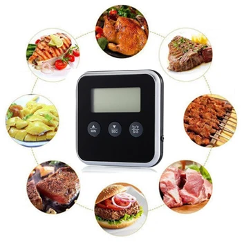 Krāsns Virtuvē Pārtikas Termometrs ar LCD Digitālo Gaļas Grilēšanas BBQ Cepšanas Termometrs Taimeris Tālvadības Zondi Ar Zondi