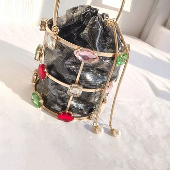 Krāsu Kristāli Vakara Somiņa Sievietēm 2019 Luksusa Segmentam, Metāla Sajūgi Soma Dāmas Rhinestone Pērle Fāzēm Maku Kāzu Puse