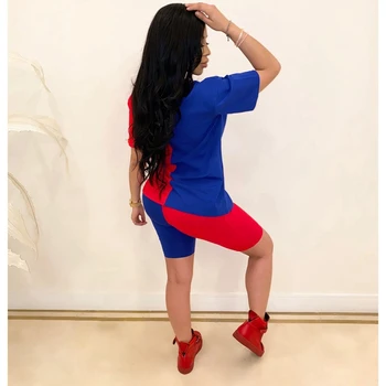 Krāsu Salikuma Bikses un Top Set Plus Lieluma Sievietēm Izdilis Divas Gabals, kas Sportwear Gadījuma Sviedri Uzvalks Vasaras Outits Sievietēm 2020