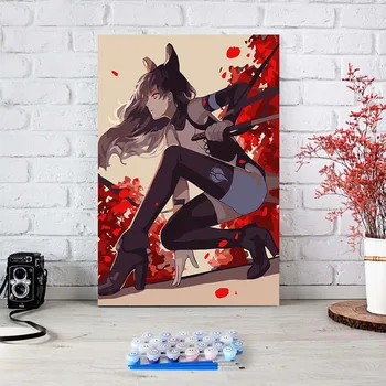 Krāsu skaits mākslas glezna, ko numuri anime Jin Kesi nāves dievs, dzīvojamā istaba, koridors, dekoratīvais krāsojums