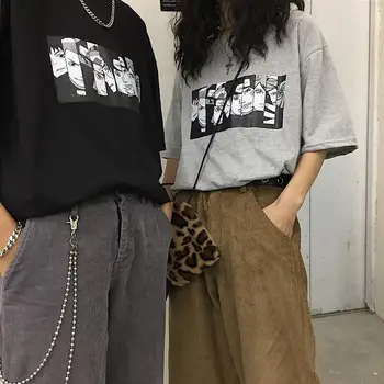 Kuakuayu HJN Harajuku Punk Gothic T Krekls Streetwear korejas Drēbes Femal Tshirt Pāris Īsām Piedurknēm Anime Naruto Drukāt Augšu