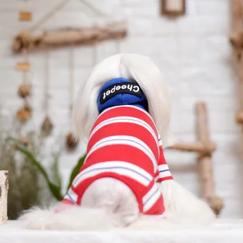 Kucēni Mājdzīvnieki Produktiem Modes Apģērbu Maziem Suņiem Svītrainām Hoodies Ziemas Apģērbi