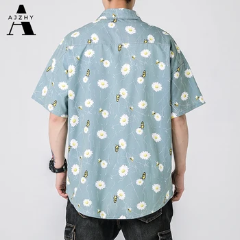 Kumelītes Ziedi Harajuku Korejas Krekli Ar Īsām Piedurknēm Vīriešiem 2020. Gada Vasaras Sieviešu Havaju Streetwear Blūzes Pogu Up Krekls Plus Lieluma