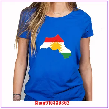 Kurdistānas Karoga Karti Dizaina T Krekls O-veida kakla Dabīgas Kokvilnas Vasaras Īsām Piedurknēm Sieviešu Hipster Online Tee Krekli vetement femme