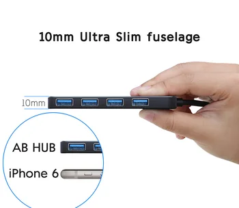 KuWFi USB 3.0 HUB un Adapteri Portatīvo DATORU, Augsta Ātruma USB 3.0 Hub Ārējās 4 Portu Adapteri USB Sadalītājs Expander Datoru