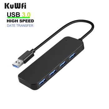 KuWFi USB 3.0 HUB un Adapteri Portatīvo DATORU, Augsta Ātruma USB 3.0 Hub Ārējās 4 Portu Adapteri USB Sadalītājs Expander Datoru