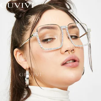 Kvadrātveida Rhinestone Saulesbrilles Sieviešu Luksusa Retro, Vintage, Saulesbrilles Vīriešiem Lielgabarīta Dimanta Saulesbrilles Zīmola Dizaineru Brilles UV400