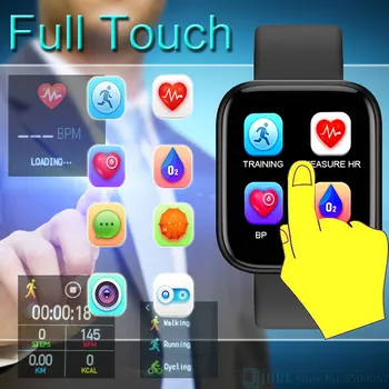 Kvadrātveida Smart Watch Sievietes Vīrieši Smartwatch Android, IOS Elektronika Smart Pulkstenis Fitnesa Tracker ar skārienekrānu Bluetooth Smart-skatīties