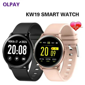 KW19 Jaunu Smart Pulksteņi Pilna Touch Screen Smart Aproce Sieviešu Sporta Smartwatch sirdsdarbība, Asins Spiediena Monitoru, IOS Android