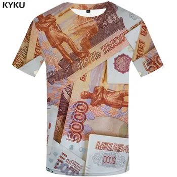 KYKU Naudu, T krekls Vīriešiem krievijas Rublis Tshirts Gadījuma Krievija T-krekli 3d Anotācija Krekls Drukas Harajuku T Iespiesti Īsām Piedurknēm