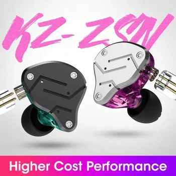 Kz zsn 1ba + 1dd pesado baixo comutativo cabo fone de ouvido alta fidelidade četrkodolu controlado música movimento zst x bluedio