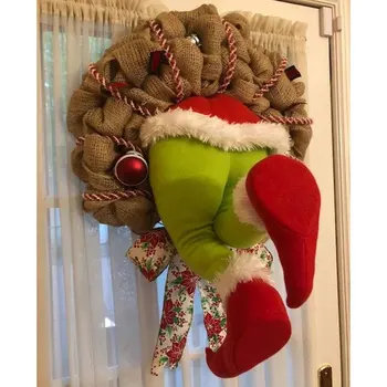 Kā Grinch Stola Ziemassvētki aiz rupjš audekls Vainags Ziemassvētku Vainags Rotājumi Super Gudrs un Jauki Lieliskas Dāvanas Draugiem _WK