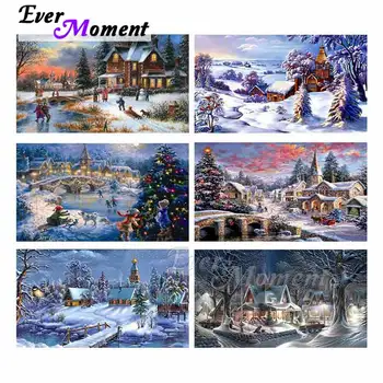 Kādreiz Brīdi Dimanta Glezna Ziemassvētku Sniega Māju Sveķu Pilnu Kvadrātu Izšuvumu Mozaīkas Urbt Roku darbs, kas Dzīvo Apdare S2F2545