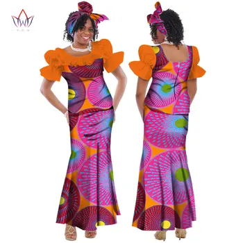 Kāzu Kleitu 2020. Gada Vasaras Tradicionālo Āfrikas Kleitas Sievietēm O-veida kakla Svārki Uzstādīt Dashiki Plus Lieluma Kokvilnas Apģērbu Dabas WY169