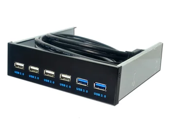 L 6 Porti USB 3.0 + USB2.0 5.25 Collu Disketes Bay Priekšējais Panelis Ar Strāvas Adapteri USB 3.0 Hub Spilitter 2Ports usb3.0 4Ports ubs2.0