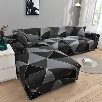 L formas dīvānu pārvalki dzīvojamā istaba Kvadrātveida režģi iespiesti dīvāns aizsargs pret putekļiem elastīgs stiept uz stūra dīvāns vāciņu