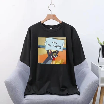Labi Būtu Laimīgs Drukas T Krekls Sievietēm 90S Harajuku Ullzang Fashion 