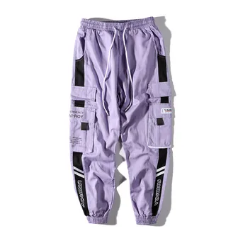 LACIBLE Harajuku Kravas Bikses Vīriešu Streetwear Vīriešiem Gadījuma Elastīgs Viduklis Joggers Bikses 2020. Gadam Colorblock Hip Hop Harēma Bikses