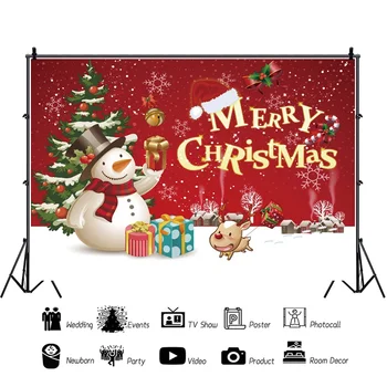 Laeacco Jauki Sniegavīrs Priecīgus Ziemassvētkus Koku Ziemas Sniegs Bērnu Animācijas Filmu Fotogrāfija Foniem Foto Fons, Photocall