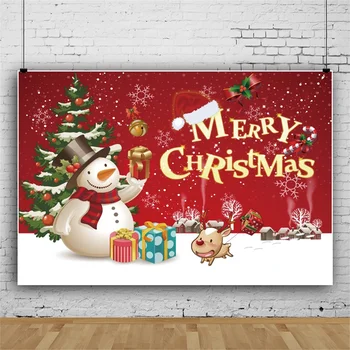Laeacco Jauki Sniegavīrs Priecīgus Ziemassvētkus Koku Ziemas Sniegs Bērnu Animācijas Filmu Fotogrāfija Foniem Foto Fons, Photocall