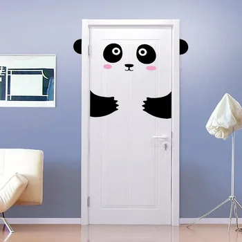 Laimīgs Panda Smaidiņu Durvju Uzlīmes Bērniem Meitene Durvju Panda Sienas Uzlīmes Bērnu Guļamistabas Durvīm vai Skapis Gudrs Dekoru T180409
