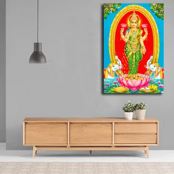 Lakšmi, vai Laxmi Krāsošana Saraswati Devi Ganeša Plakāti un Izdrukas Dekoratīvās Sienas Art Attēlus viesistaba, Mājas Dekoru