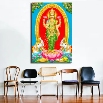 Lakšmi, vai Laxmi Krāsošana Saraswati Devi Ganeša Plakāti un Izdrukas Dekoratīvās Sienas Art Attēlus viesistaba, Mājas Dekoru