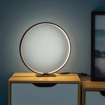 Lamplo Mūsdienu Galda Lampa, LED Alumīnija guļamistaba galda lampas Minimālisma apli nighstand lampas touch aptumšojami LED Nakts Lampa