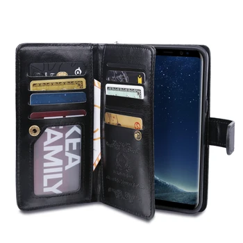 LANCASE Luksusa Maku, Telefonu Somas Case For Samsung Galaxy S8 Gadījumā Flip Ādas Noņemams Kartes Slots Samsung Galaxy S8 Plus