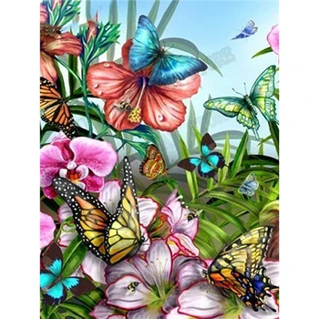 LaoJieYuan 5D DIY Dimanta Krāsošana Butterfly Ziedu Izšuvumi Krustdūrienā Gleznainā Laukumā Mājās Dekoratīvie