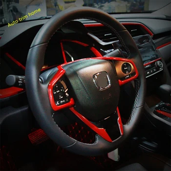 Lapetus Auto Stūres Lentes Vāciņš Melns, der Honda Civic 2016 - 2020 Sarkana / Oglekļa Šķiedras ABS / Auto Piederumi