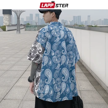 LAPPSTER Vīriešiem, korejas Dizaineris Raibs Krekli 2020. Gada Vasaras Mens Streetwear Hip Hop Krekli ar Īsām Piedurknēm Havaju Krekls Plus Lieluma