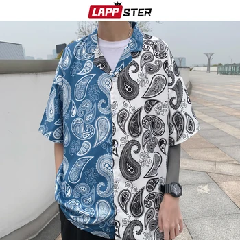LAPPSTER Vīriešiem, korejas Dizaineris Raibs Krekli 2020. Gada Vasaras Mens Streetwear Hip Hop Krekli ar Īsām Piedurknēm Havaju Krekls Plus Lieluma